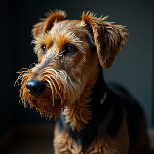 Airedale Terrier playing in the secure outdoor fields at Halo Dogs daycare