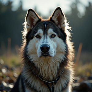 Alaskan Malamute relaxing at Halo Dogs luxury countryside dog hotel