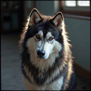 Alaskan Malamute enjoying secure open space at Halo Dogs daycare