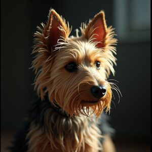 Australian Silky Terrier relaxing in our countryside hotel suite