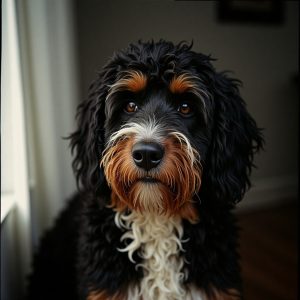 Happy Bernedoodle dog enjoying countryside adventures at Halo Dogs London