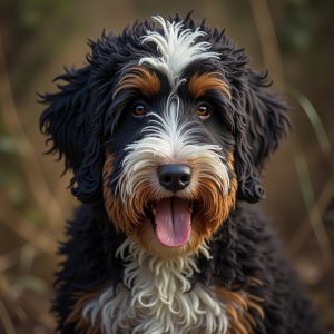 bernedoodle living its best life on holiday at dog hotel