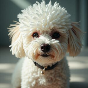 Bichon Frise playing in Halo Dogs' safe countryside field