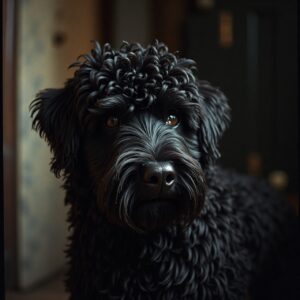 Black Russian Terrier enjoying dog day care at Halo Dogs
