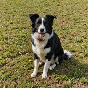 Border Collie relaxing after playtime at Halo Dogs dog boarding facility