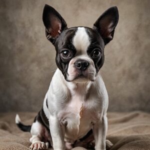 Groomed Boston Terrier resting in a luxury suite at Halo Dogs