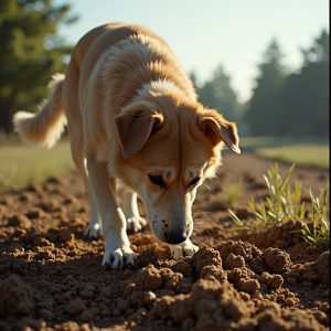 dog eating dirt geophagia